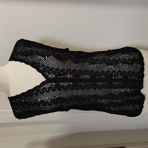 Hand Crochet Black Vest